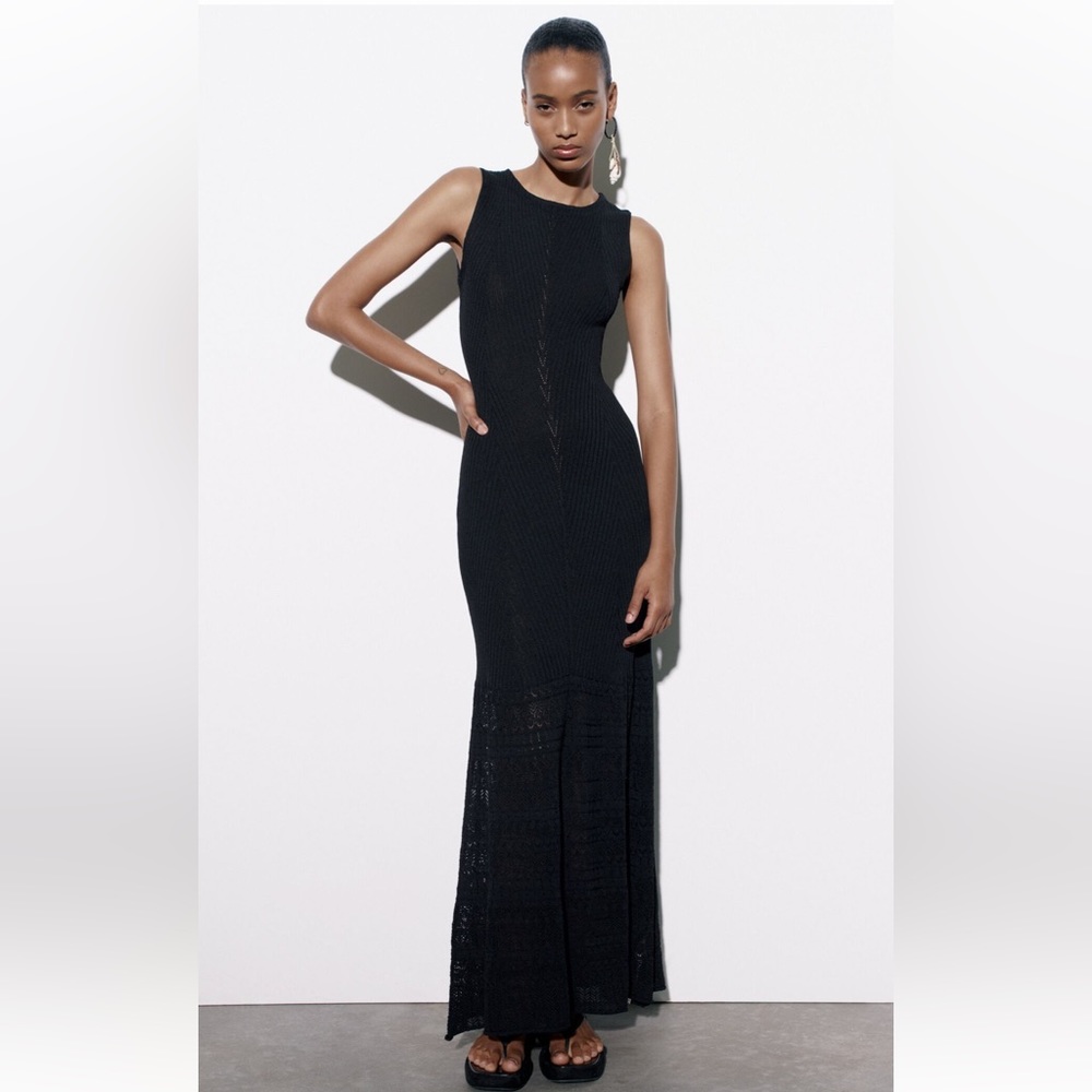 Zara knit maxi dress in black size S